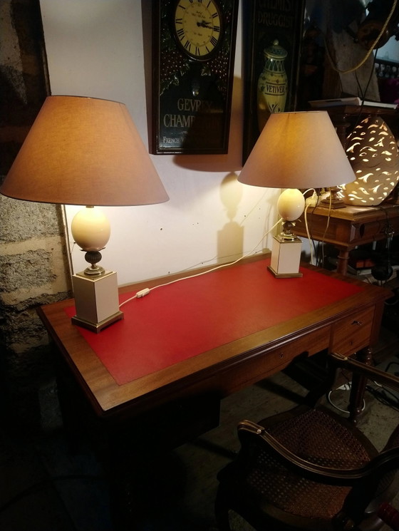 Louis Philippe style walnut desk. – Leather, Vintage (photo 13 of 16)