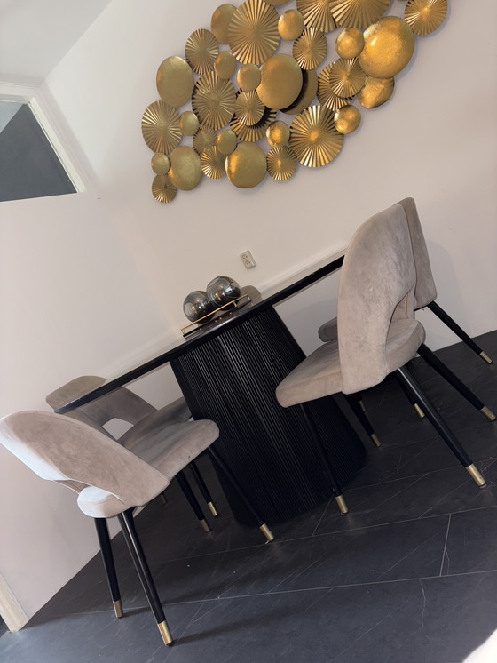 Image 1 of Table de salle à manger Rome noire et 5 chaises