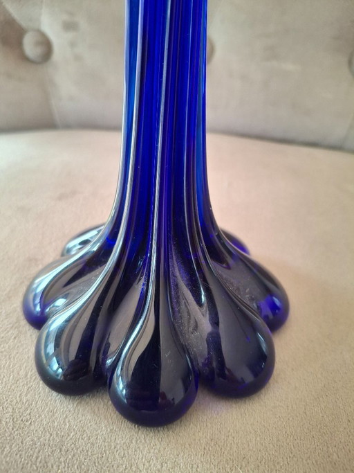 Vintage glass vase in cobalt blue from the 1960s or 1980s.