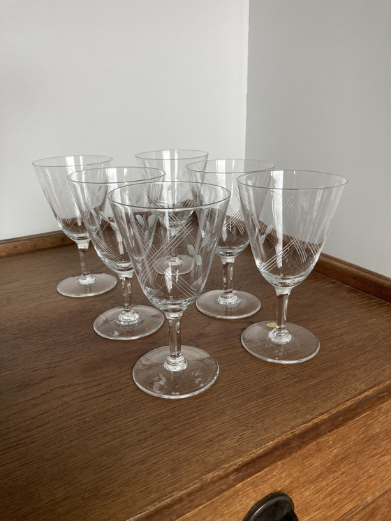 Image 1 of Serie Von 6 Älteren Geziselten Gläsern