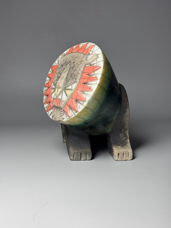 South African Raku Ceramic Lion, African-Inspired Sculpture, Handcrafted Decorative Art, Green (photo 7 of 14)