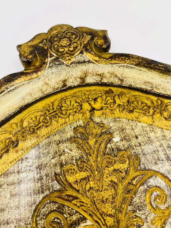 Grande vassoio fiorentino barocco in legno dorato, Accessori da tavola, Klassiek (foto 13 di 15)