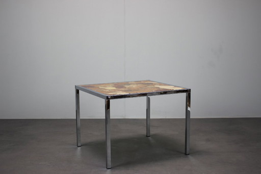 Tavolino da caffè di metà secolo in resina e pietra cromata, anni '70, Germania