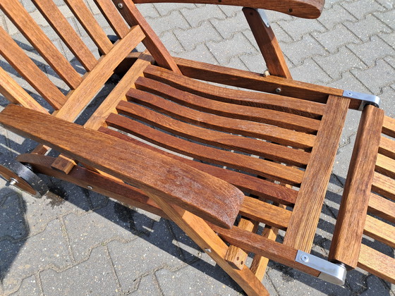 Image 1 of Sedia a sdraio tradizionale Victoria in teak con ruote, pieghevole