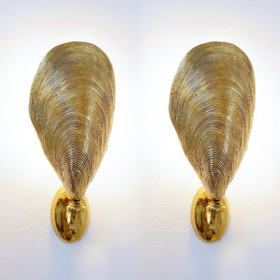 Image 1 of Coppia di applique in bronzo a forma di conchiglia di Maison Jansen - anni '70 (disponibili 2 paia)