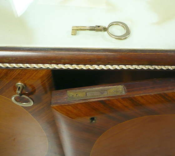 Image 1 of Credenza anni '40-'50 con grande specchio, stile Ital Design Fratelli Rigamonti, Mid Century Modern