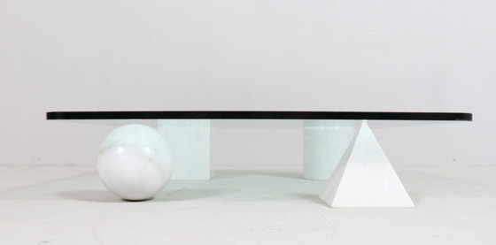 Image 1 of  Couchtisch/Coffee Table Aus Carrara Marmor Von Massimo Und Lella Vignelli Für Casigliani, Modell: 'Metafora', Italien, 1980Er 