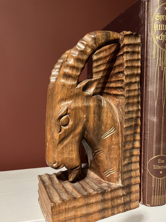 Image 1 of Handmade vintage wooden bookends, bucks