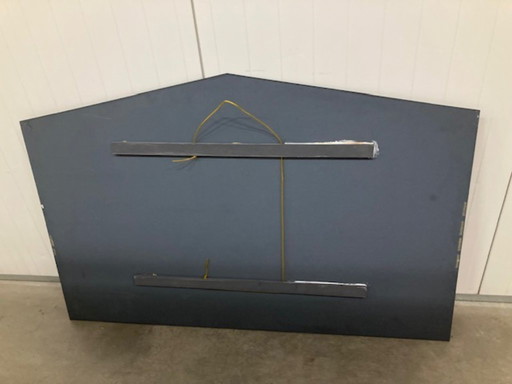 Large wall mirror in Art Deco style, facet-cut pink and clear glass