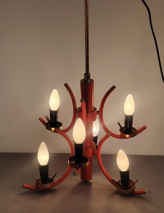 Image 1 of Lampe suspendue futuriste Spoutnik de l'ère spatiale, attribuée à Richard Essig