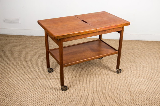 Image 1 of Teak 1960 rolling table, sideboard, extendable Dane and two levels by Kurt Ostervig for Jason Mobler 1960.