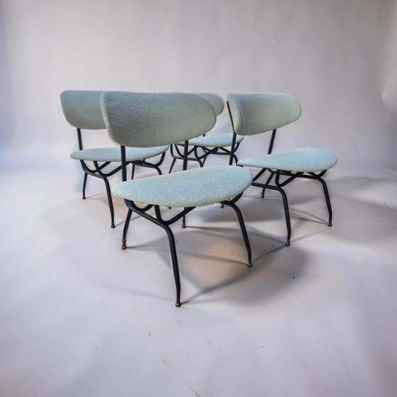 Ensemble de 4 fauteuils lounge de Gastone Rinaldi, Italie, années 1950 – Chaises & fauteuils, Metal, Textile (photo 3 of 7)