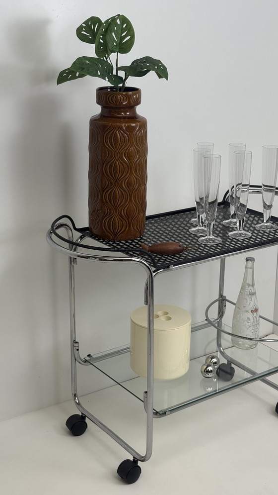 Image 1 of Carrello di servizio / carrello / carrello porta bevande in metallo con struttura in tubo d'epoca