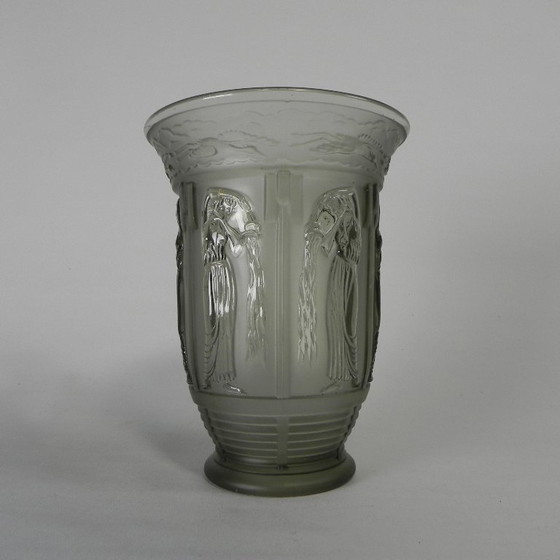 Image 1 of Art Deco vase with images of 6 ladies and 6 herons, 1930s