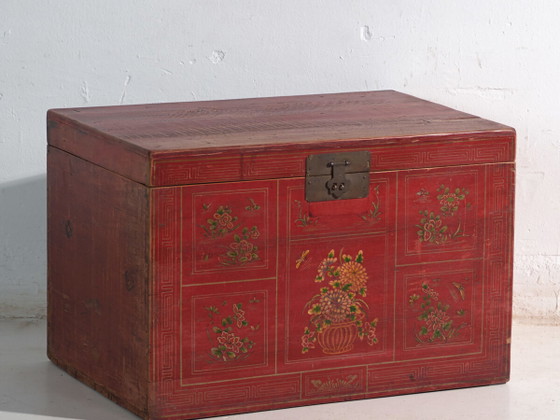 Baule antico dipinto con pittura originale – Cina, circa 1900 – Armadi contenitori, Iron, Brass (photo 2 of 25)