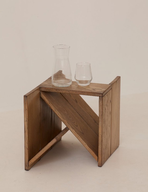 Image 1 of Tavolino/portariviste in olmo massello di Alain Ladroit per Maison Regain, vintage, circa 1980