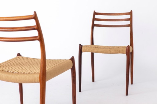 4 van de 6 Niels Otto Moller Model 78 stoelen | Palissanderhout | Jaren 60 | Opnieuw bekleed | Wereldwijde (photo 2 of 9)