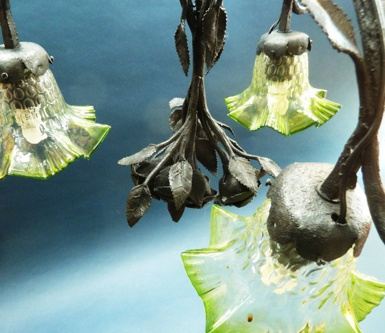 Image 1 of Lámpara de araña art déco de hierro forjado “LODEWIJK VAN BOECKEL“