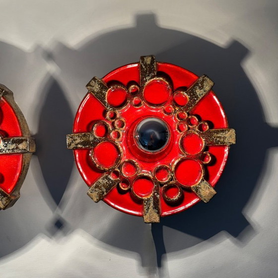 Image 1 of Pareja de apliques de cerámica Hustadt Leuchten , años 70