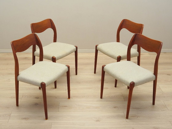 Image 1 of Set di quattro sedie in teak, design danese, anni '60, designer: Niels Otto Møller
