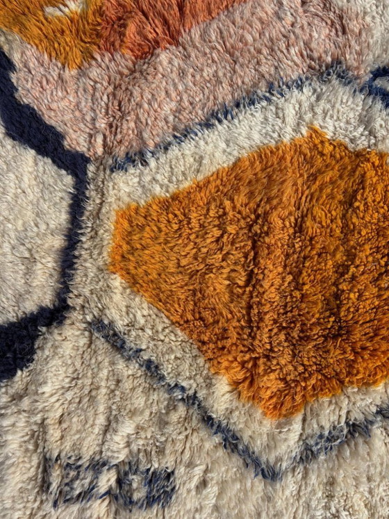 Image 1 of Tapis marocain blanc et orange, authentique tapis marocain 300 cm x 200 cm