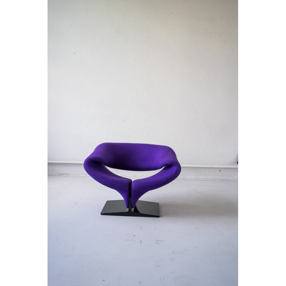 Image 1 of Vintage purple ribbon armchair in metal and fabric by Pierre Paulin for Artifort, 1966