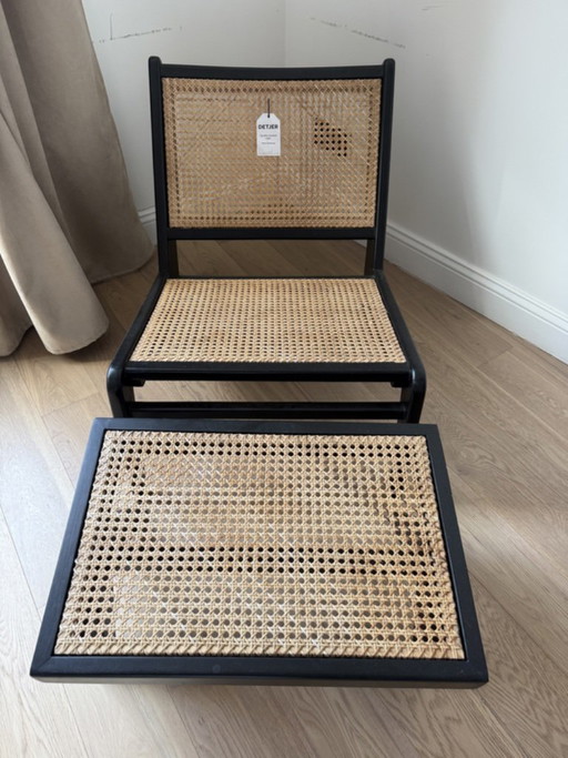 Poltrona lounge Kangaroo Detjer con poggiapiedi - Nero antracite – fauteuils, Rattan