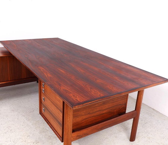 Scrivania Direzionale Vintage con Credenza, Arne Vodder per Sibast, Anni '60, Scrivanie, Legno, Marrone (foto 15 di 15)