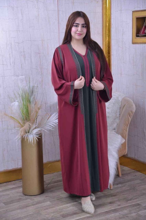 Image 1 of Elegant Two-Piece Moroccan Gandoura with Embroidery