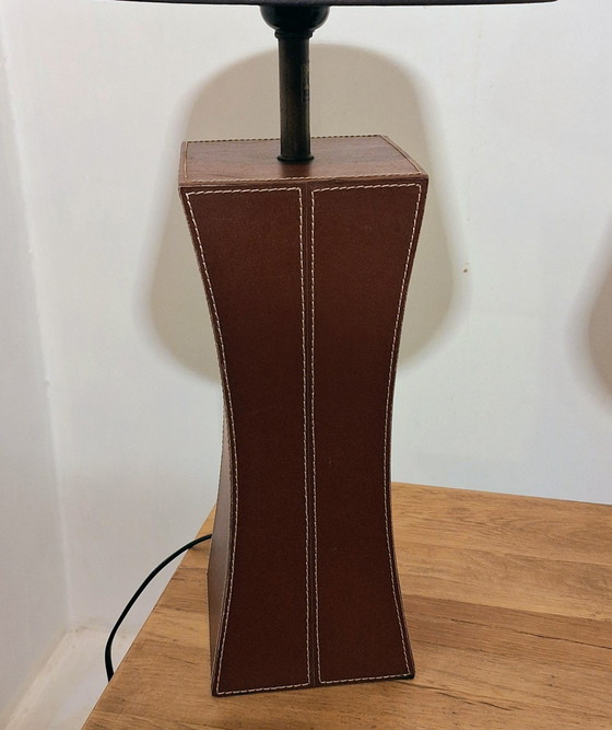 Image 1 of E.F. Fransen leren tafellampen 