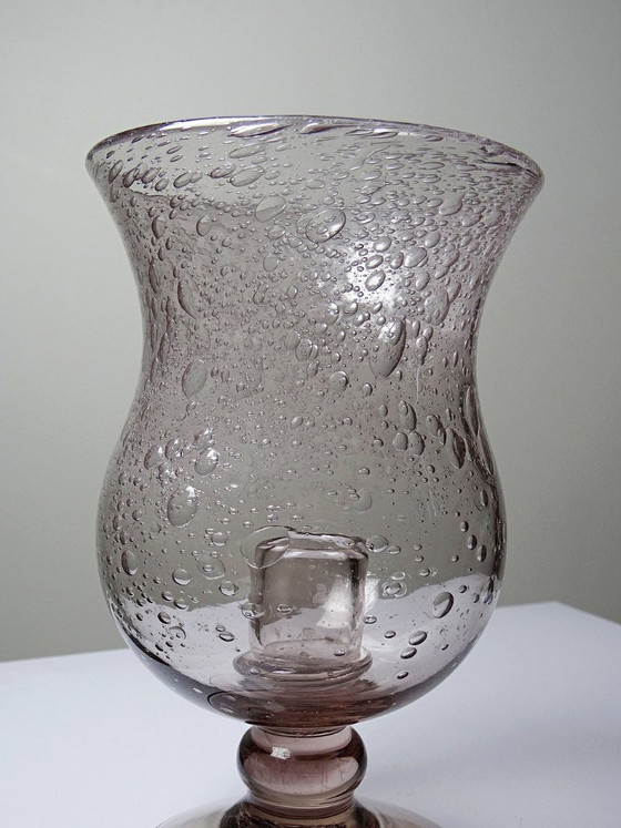 Vintage Amethyst Bubbled Glass Candle Holder, Biot Style, 1970-1980 (photo 5 of 9)