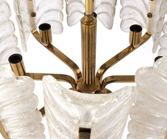 Image 1 of Lampadario in ottone e vetro Carl Fagerlund di Orrefors