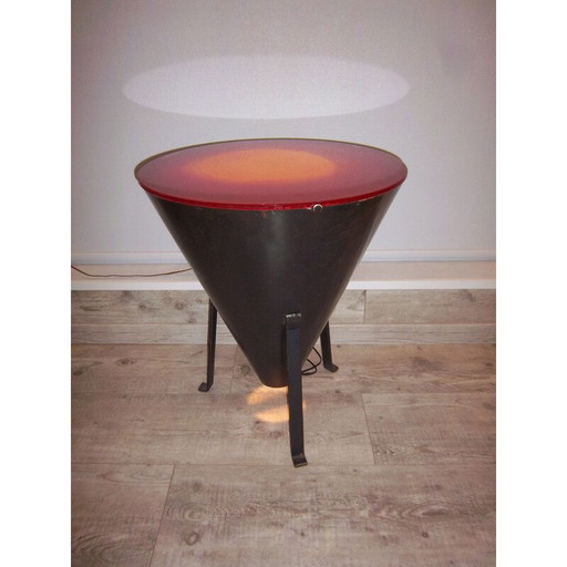 Mesa de luz cónica vintage de hierro, 1970