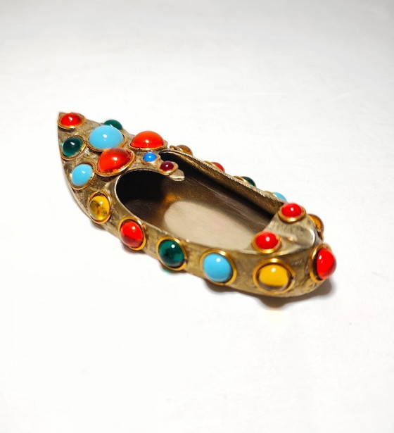 Image 1 of Brass and crystal ashtray. Spain, 1960s.