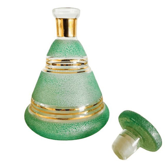 Vintage Mid-Century Liqueur Decanter Carafe Turquoise Sugared Booms Glass 1950s – Glass & Decanter (photo 11 of 16)