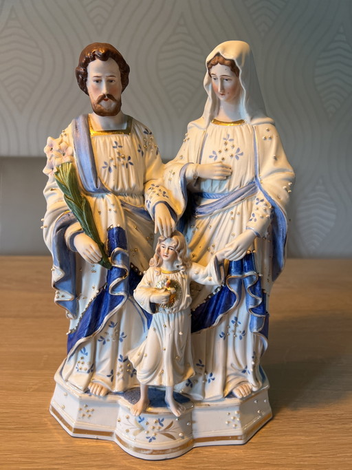 Vintage porseleinen beeld Heilige Familie – handbeschilderd
