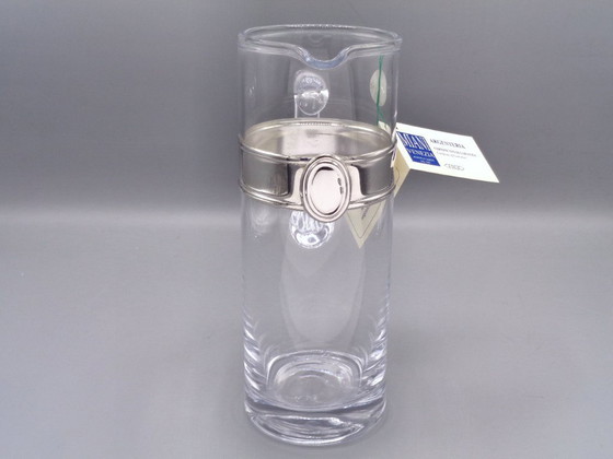 Image 1 of Karaf van geblazen glas met een band van 925 zilver.