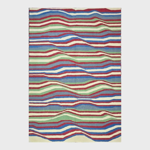 Bridget Riley Cataract 3 Handgeweven wollen wandtapijt | Op Art | Wol op katoen | 96,4 × 68,9 inch – vloerkleden en tapijten
