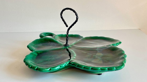 Image 1 of Piatto Barbotine in ceramica smaltata vintage