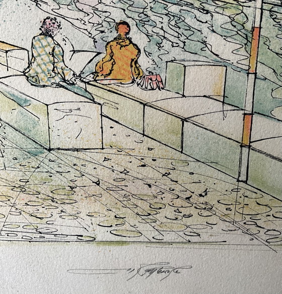 Image 1 of Rolf Rafflewski – Litografia parigina firmata, Pont au Double