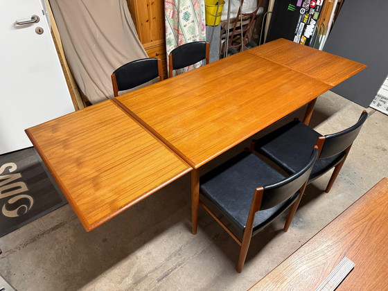 Image 1 of Conjunto de mesa y sillas de teca, Grete Jalk, década de 1970, Glostrup danés, mediados de siglo