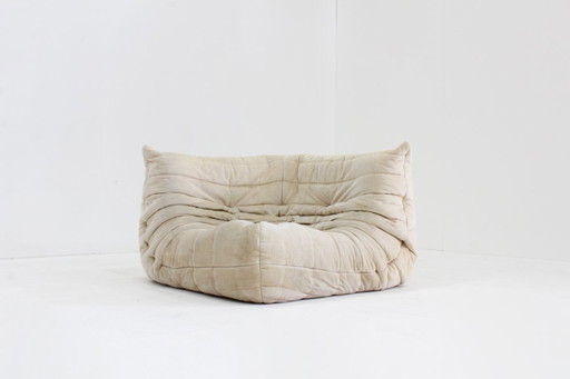 Vintage Togo Ligne Roset Ecksessel Samt Beige