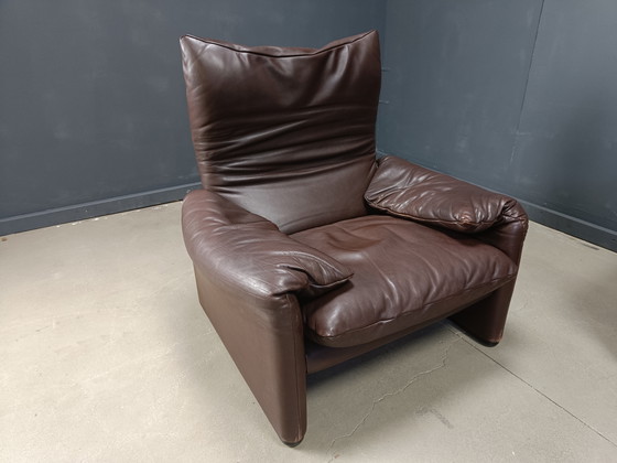 Image 1 of Vintage lederen Maralunga bankstel door Vico Magistretti voor Cassina, 1973