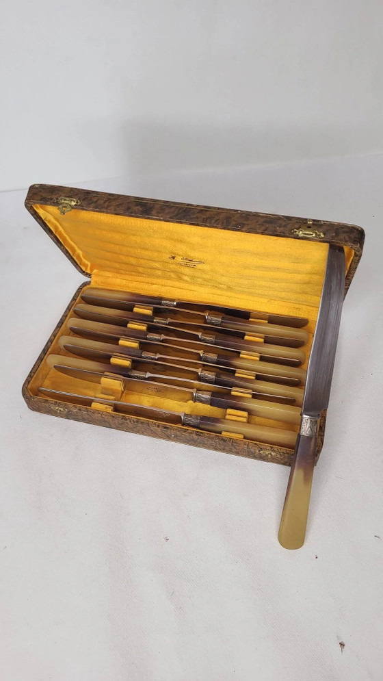 12 coltelli in bachelite con lama in acciaio – Set di posate, Art Deco (photo 3 of 9)