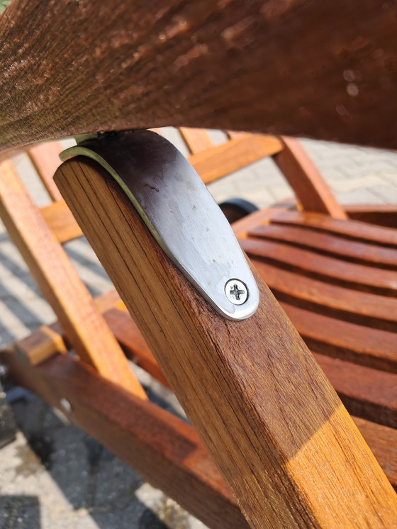 Image 1 of Sedia a sdraio tradizionale Victoria in teak con ruote, pieghevole