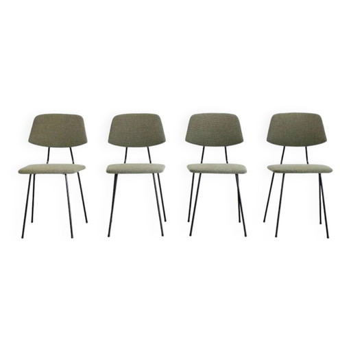 Set aus 4 Rudolf Wolf Stühlen für Elsrijk – eetkamerstoelen, Metal, Mid Century Modern