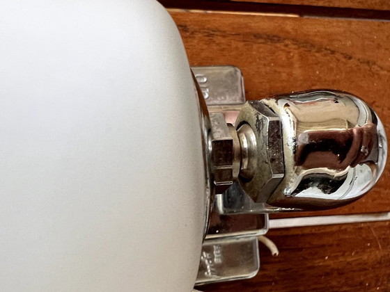 Image 1 of Pair of vintage INDA sconces - chrome & white opaline - Italy, Circa 1970