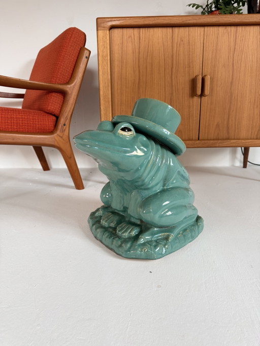 Vintage keramieken kikker met hoed, Frankrijk ‘70 – decoratieve objecten, Ceramic