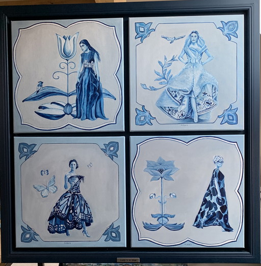 Huile sur lin Dame en bleu