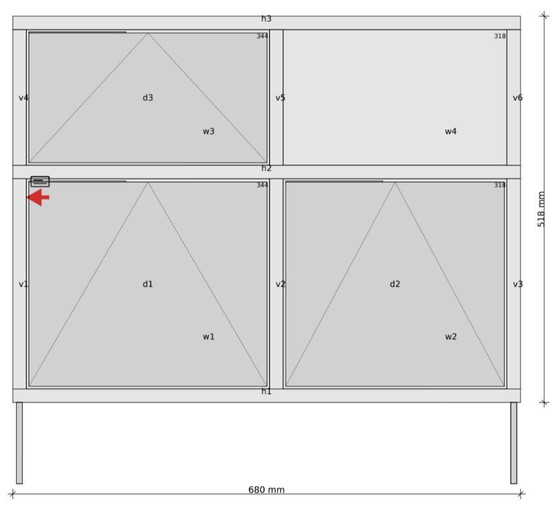 Image 1 of Credenza Tylko verde con tre cassetti